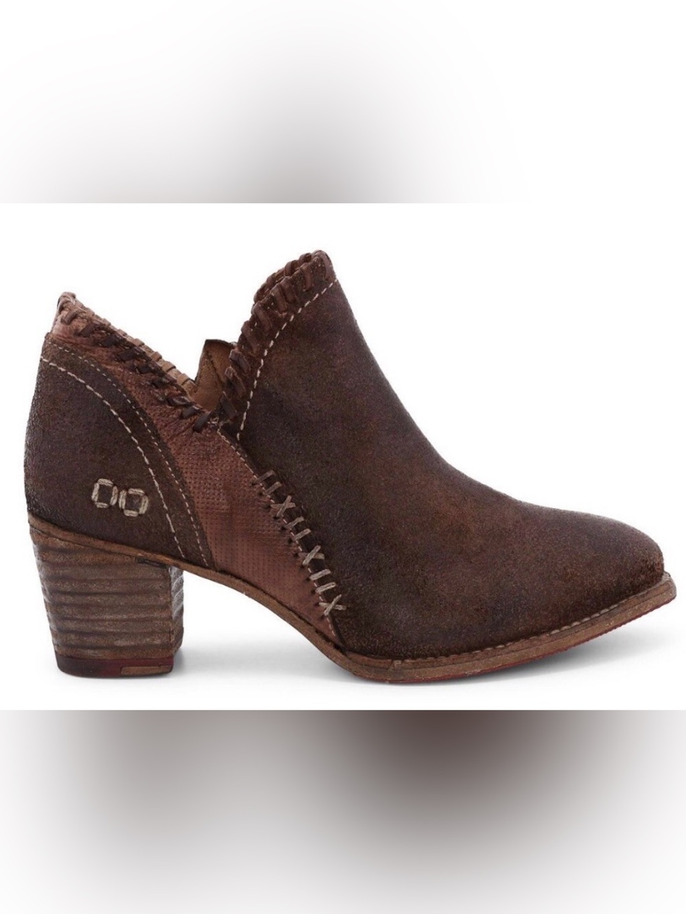 BED|STU Teak Carla Brown Suede Stitched Block Heel Mule